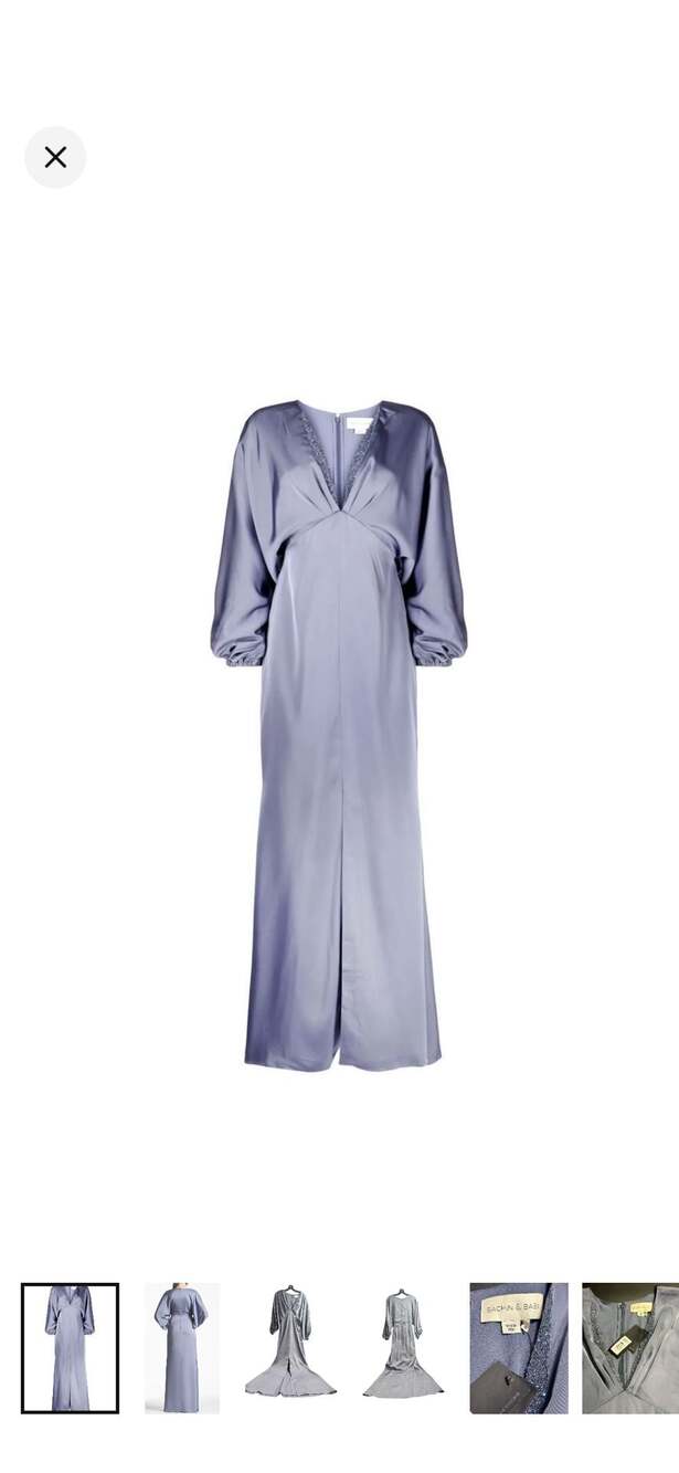 Sachin & Babi Gabby Satin-Finish Gown Cool Grey Size 2 NWT